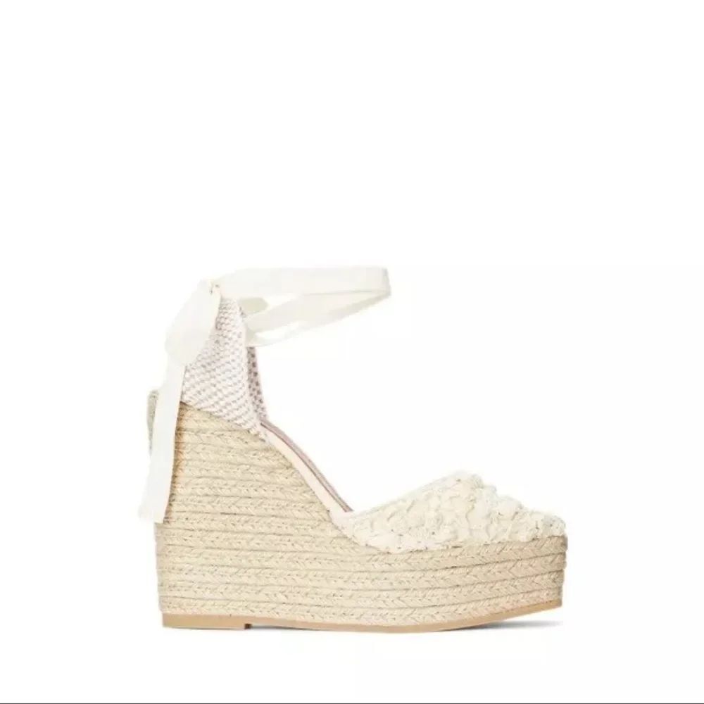 Polo Ralph Lauren Cream Macrame Wedge Espadrille